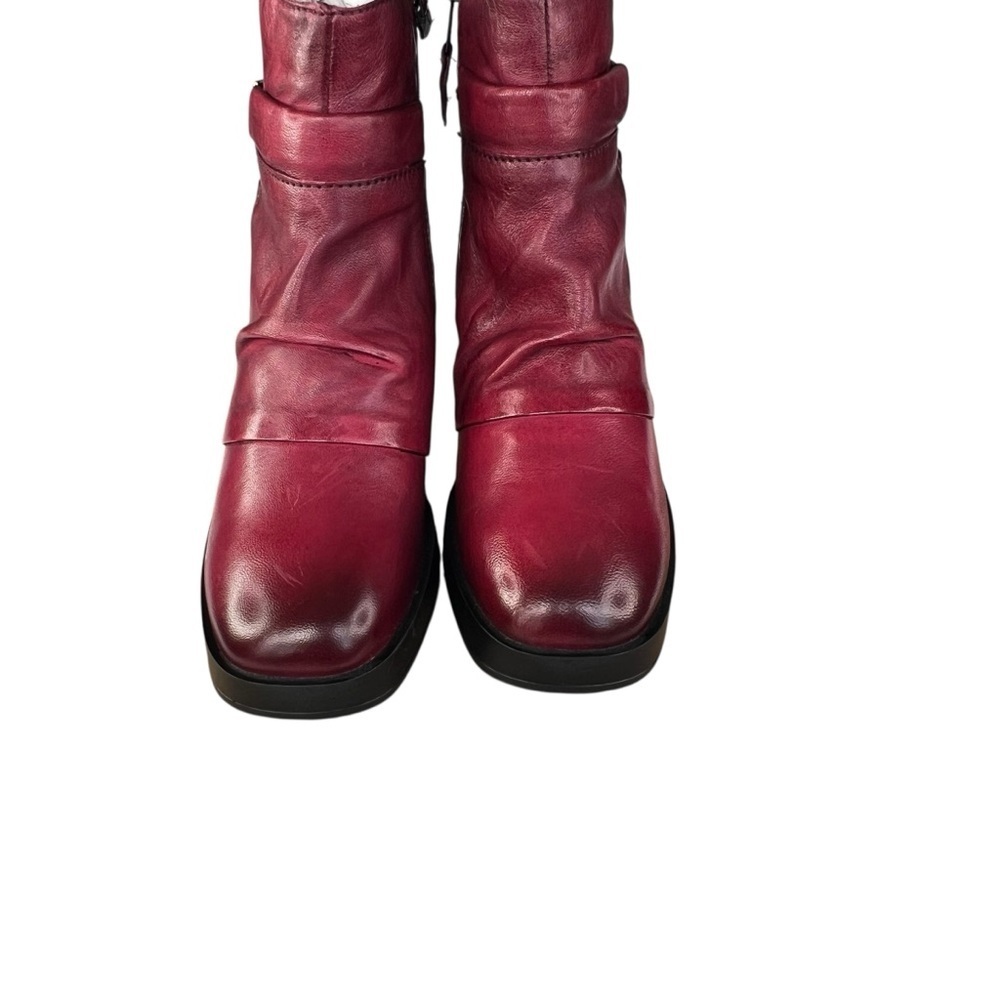 Miz Mooz Leather Buckled Ankle Boots- Macee Crimson Red EU 40 (US 9-9.5) NWOT - Picture 2 of 16